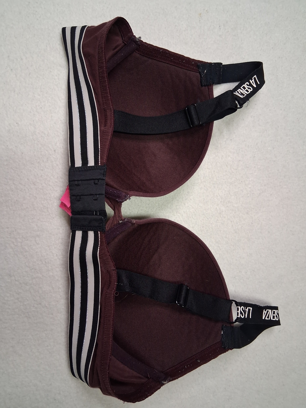 La SENZA Chocolate Brown Padded Bra with Black & White Striped Band